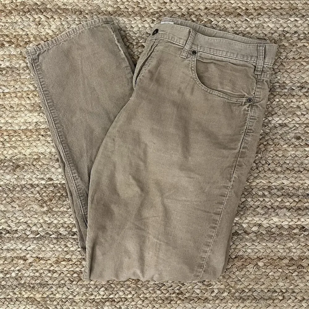 J Crew Beige Corduroy Matchstick Low Rise Straight Leg 40x34 Pants
